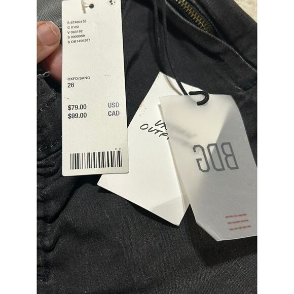 BDG Ruched V-Front Flare Jeans Womens 26 Black Distressed Stone Wash Side Zip - Picture 10 of 10